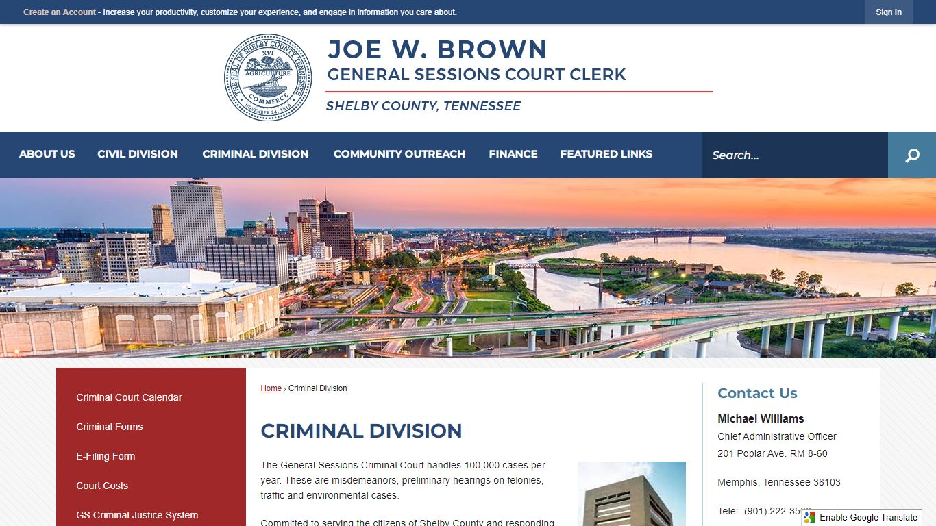 Criminal Division | Shelby County Courts, TN - Official Website